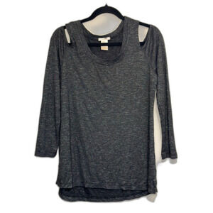 Matty M Dark Gray Cut-Out Shoulder Top - Size S